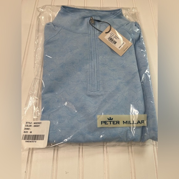 Peter Millar Mens Perth Floral Print 1/4 Zip Pullover Blue Medium NEW 654 - Picture 1 of 4